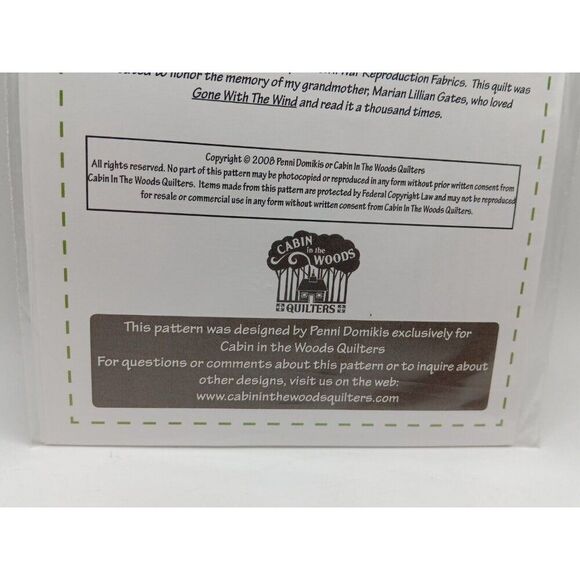 5/$25 CABIN IN THE WOODS QUILTERS PATTERN The Belles Of Tara 53" x 60" CWQ-08-02 - Picture 6 of 7